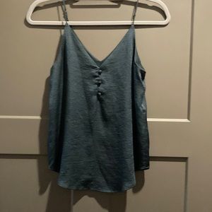 Green silky tank top